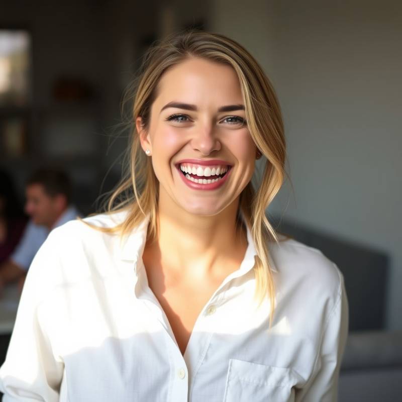 Foto van Sophie Bakker, een enthousiaste klant met een brede glimlach.
